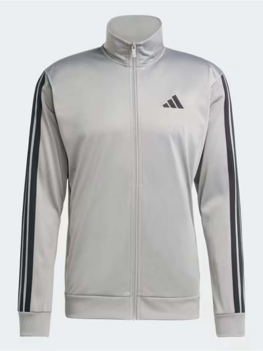 Adidas Men’s Light Gray Track Jacket with Contrast Stripes